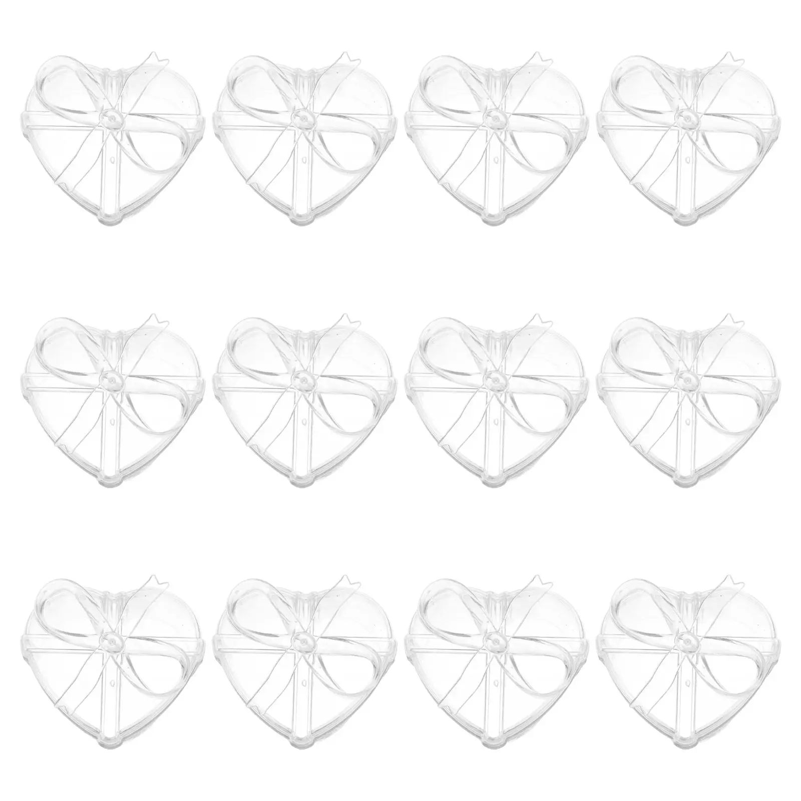 

12 шт. прозрачных пластиковых контейнеров в форме сердца для конфет, с бантом-бабочкой, для свадебных и праздничных подарков, для печенья, десертов, для хранения