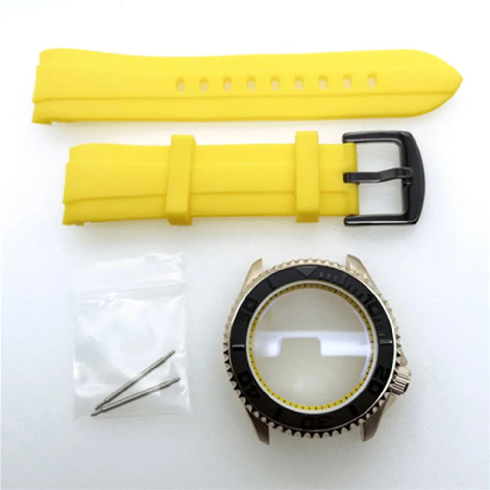 42MM Diving Watch Case Silicone Strap Modify Mechanical Watch Assemble Parts for NH35 NH36 4R35A 4R36A Movement