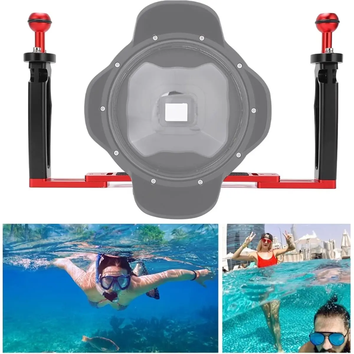 1set Aluminum Alloy Dual Handle Stabilizer with Shutter Underwater Camera Tray Aluminum Alloy