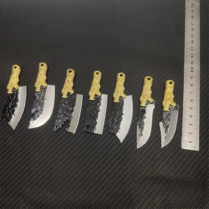 New Mini Small Folding Knife Creative Exquisite Brass 3D Patten Handle Keychain Express Unpacking Box Knife Sharpen Blade