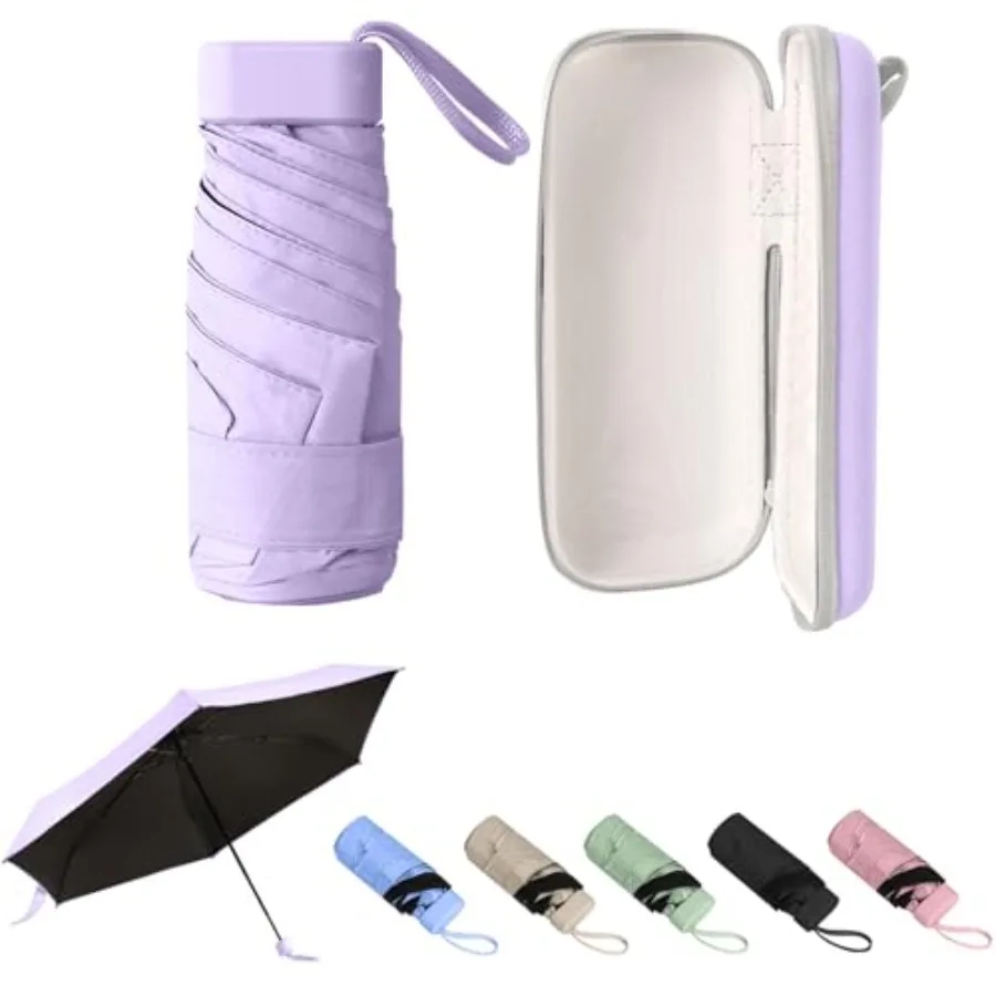 

Mini Umbrella with Case Lightweight Folding Compact Travel Accessory, Small Sun Umbrella UV Protection for Girls, and Adults, F