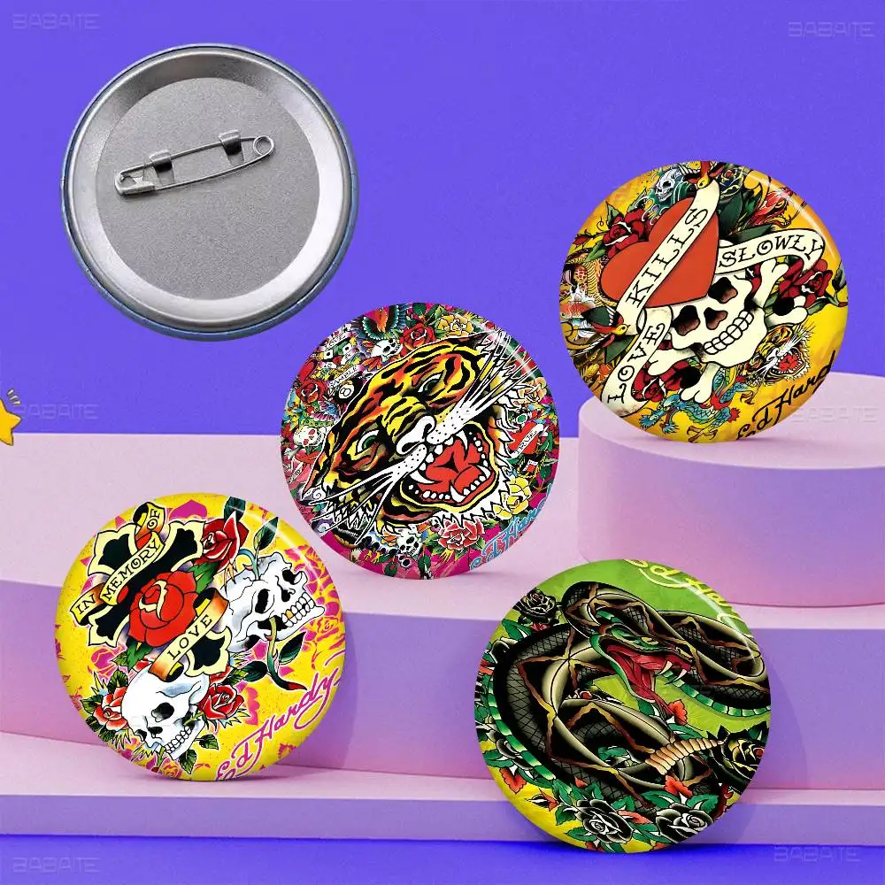 Fashion Brand E-Ed H-Hardy 58mm Animals Funny Brooches Badge Backpack Clothes Gift Accessory view 3