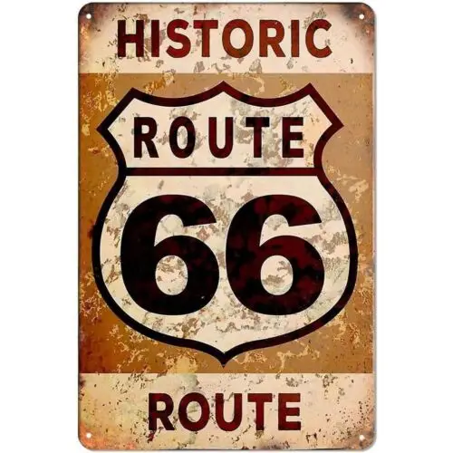 Historisches US Route 66 Blechschild Americana Memorabilia Wandkunst Dekoration