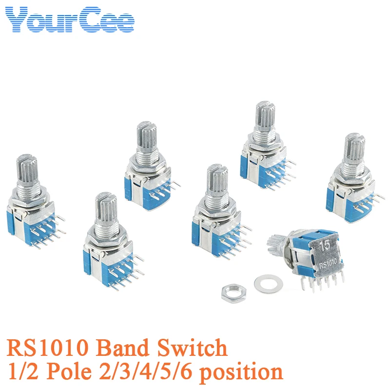 5pcs/1pc RS1010 Band Switch Rotary Switch Gear Change Switch 1 Pole 2 Position 1 Pole 3 Position 1 Pole 4 Position 2 Pole 5