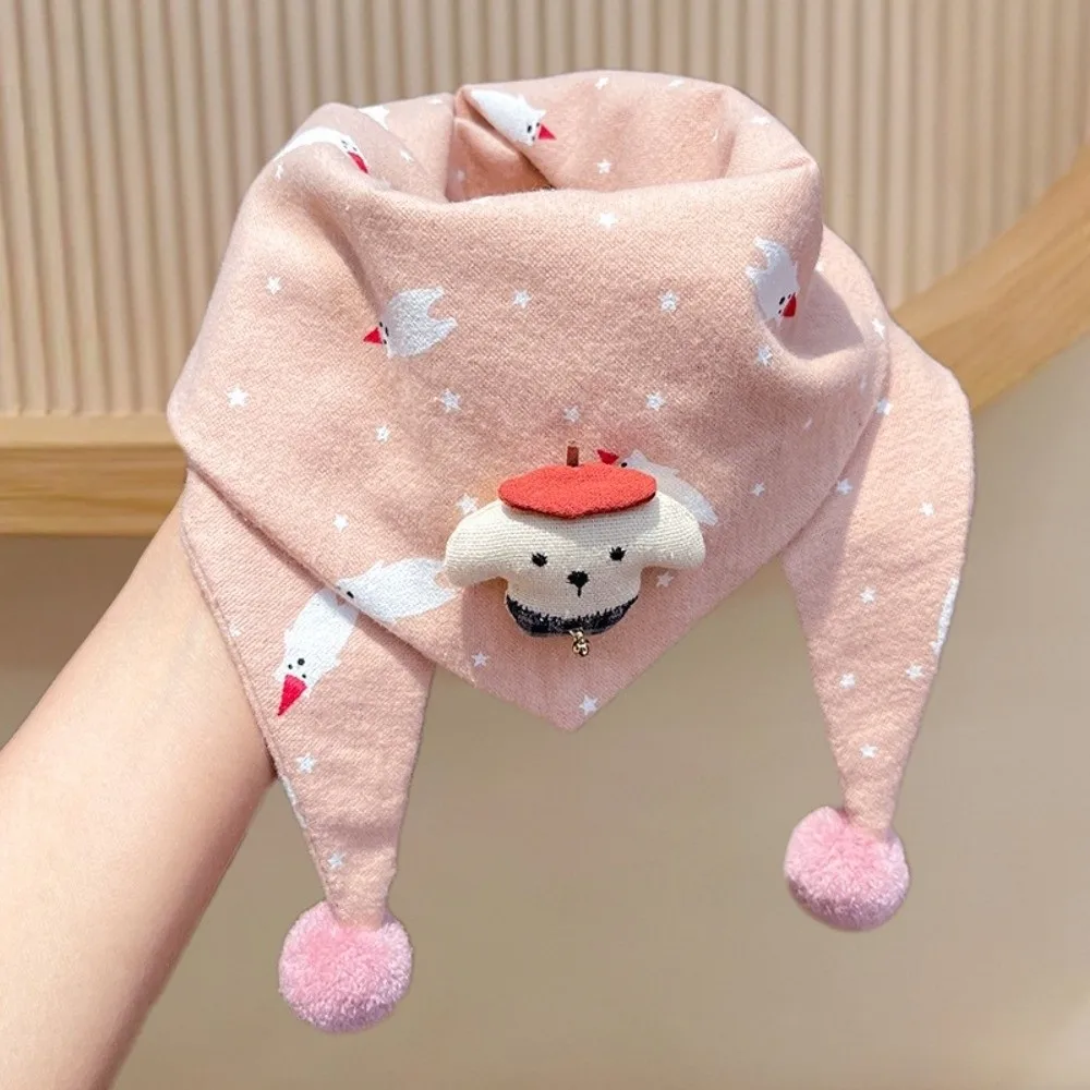 New Cartoon Cotton Triangle Scarf Winter Warm Windproof Kids Neck Cover Thickened Outdoor Children Neckerchief