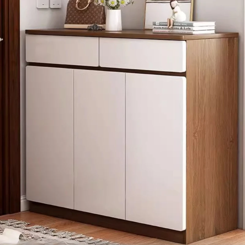Entrance Racks Wooden Shoe Cabinet Storage Hallway Luxury Closed Shoe Cabinet Japanese Modern Walnut Living Room Furniture