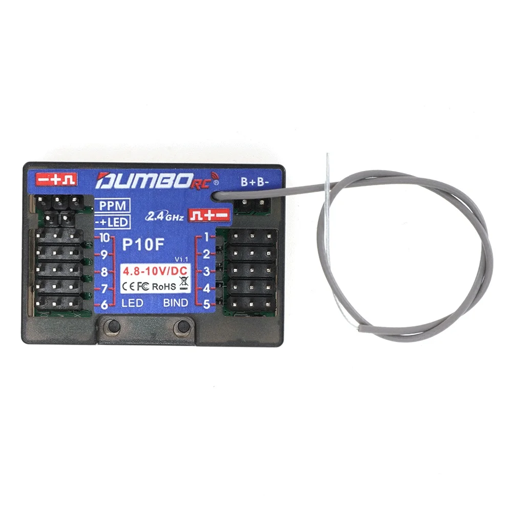 DUMBORC 2.4G 10CH P10F/P10FG Gyro Ontvanger Radiosysteem voor X4 X6 X6PM-350 DDF-350 Zender Afstandsbediening RC Auto Boot Model