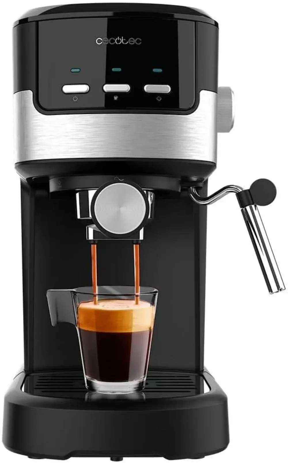 Cecotec Cafetera Espresso Compacta Power Espresso 20 Pecan. 1100W, 20 Bares, Sistema Termoblock, Vapororizador Orientable, Brazo