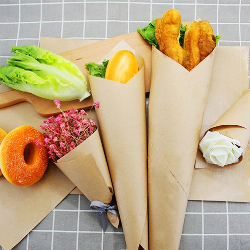 

200 Sheets Food Wrapping Paper Brown Disposable Greaseproof Tableware Snack Packing Separation Hip Parties Picnics