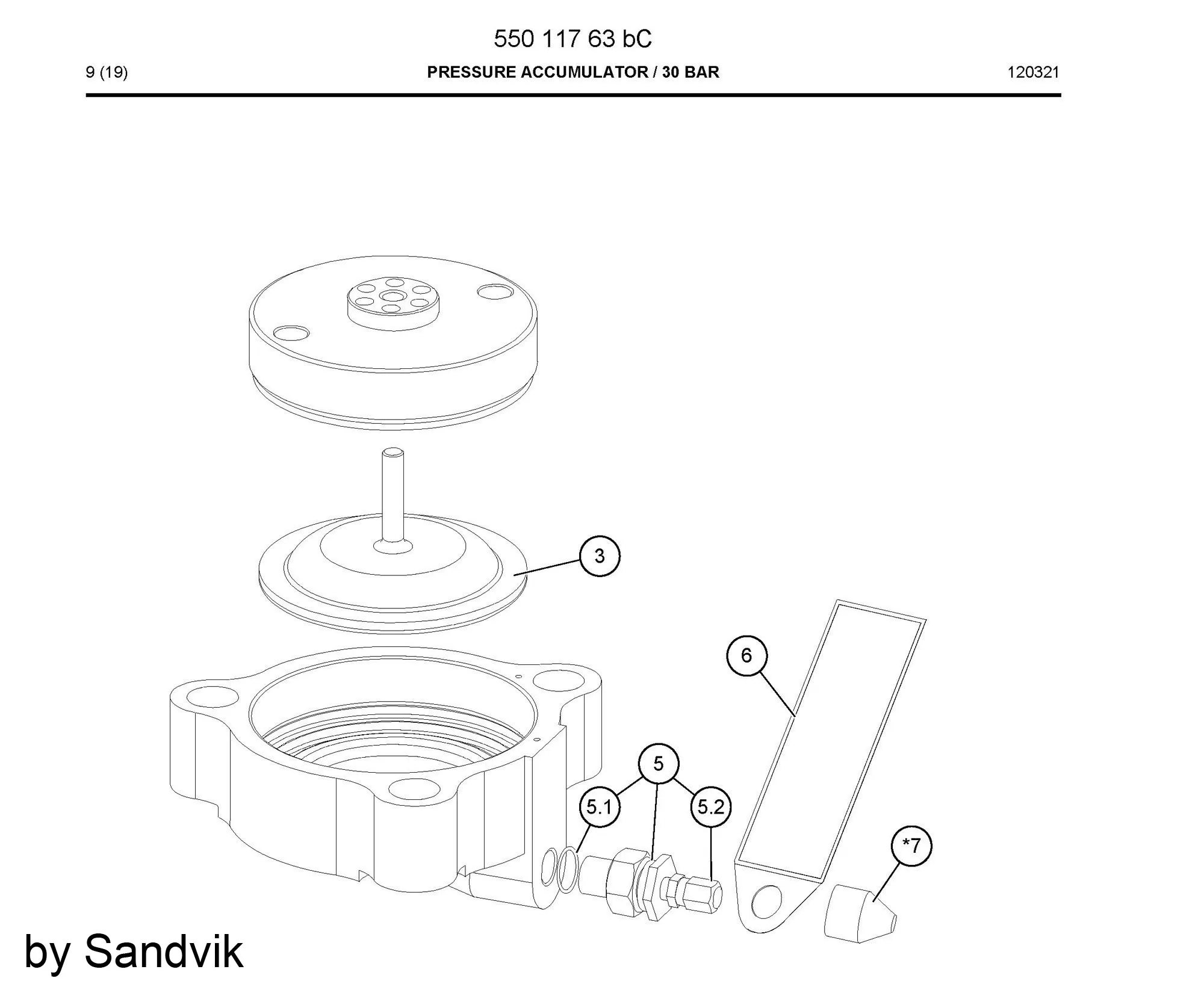 15225488 Diaphgram 152 254 88 for SANDVIK Hammer Drilling HE119 HE122 HFX5T HI800T HI810T HIX5T