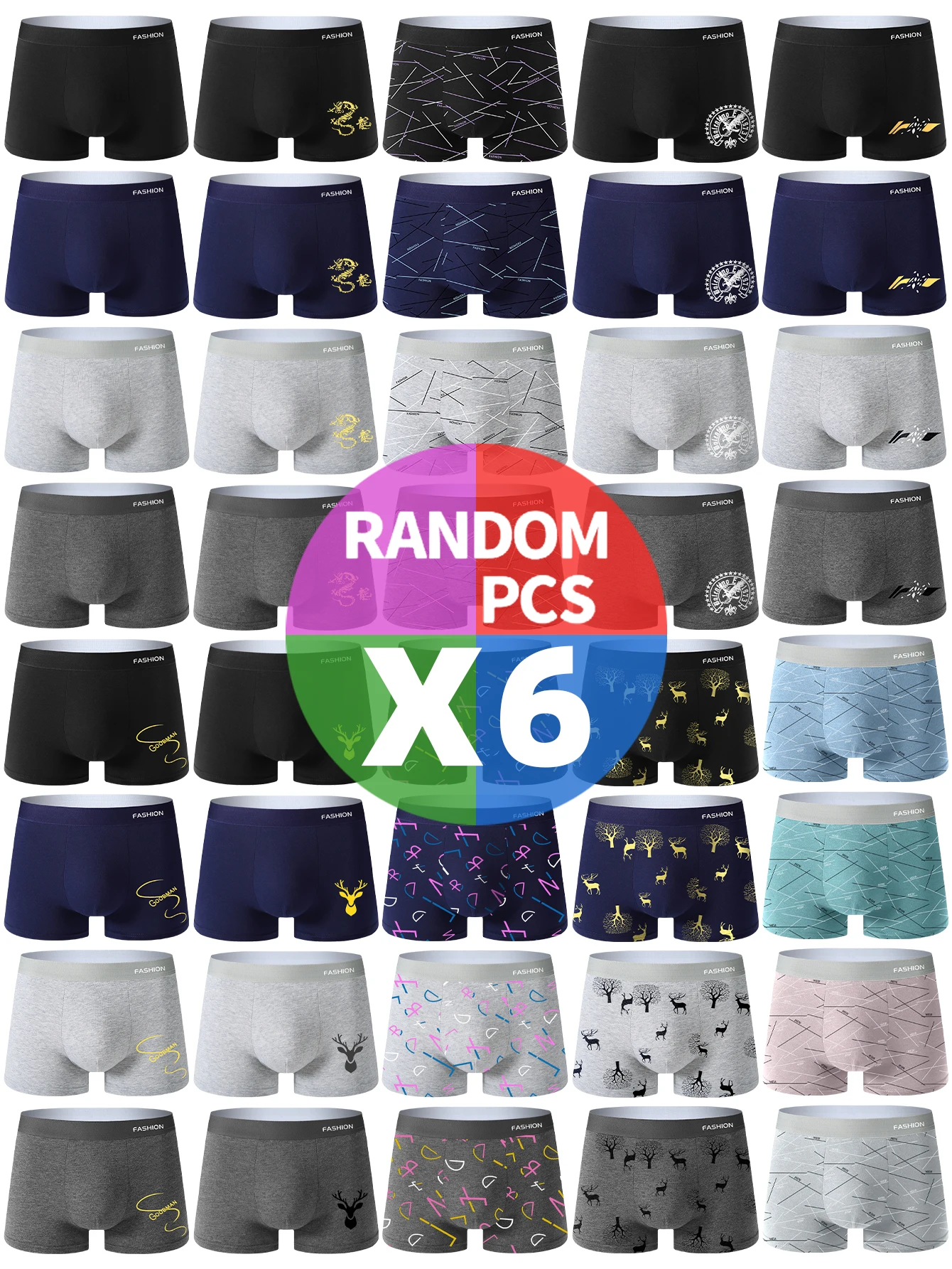 

6 Piece Set Of Men's Boxer Briefs Comfortable Healthy Soft Men's Underwear Athleisure Everyday Trend Fashion Men's Pants