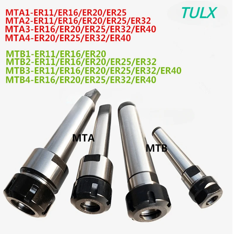 TULX HOT 1Pcs MT1/MT2/MT3/MT4 Morse Taper ER11/ER16/ER20/ER25/ER32/ER40 Collet Chuck Holder,CNC Tool Holder Clamp.