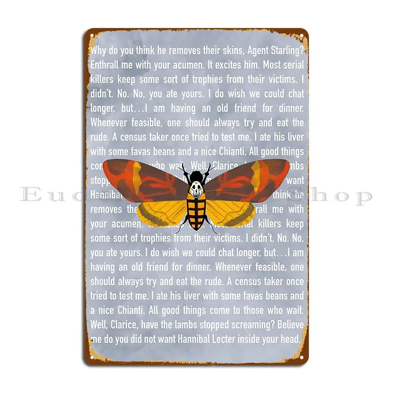 Silence Of The Lambs Moth Artwork Metal Sign Cinema Club Create Bar Kitchen Tin Sign Poster