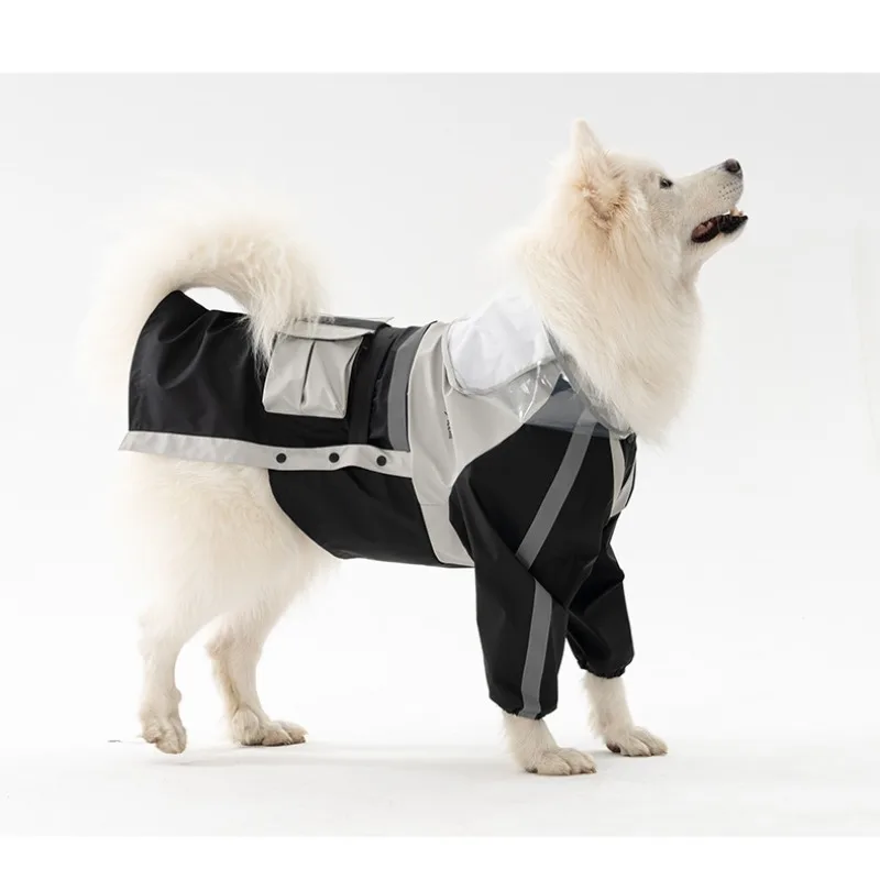 

Dog raincoat, Samoyed, Bianmu, Golden Retriever can pull reflective pet waterproof rainy day going out clothes