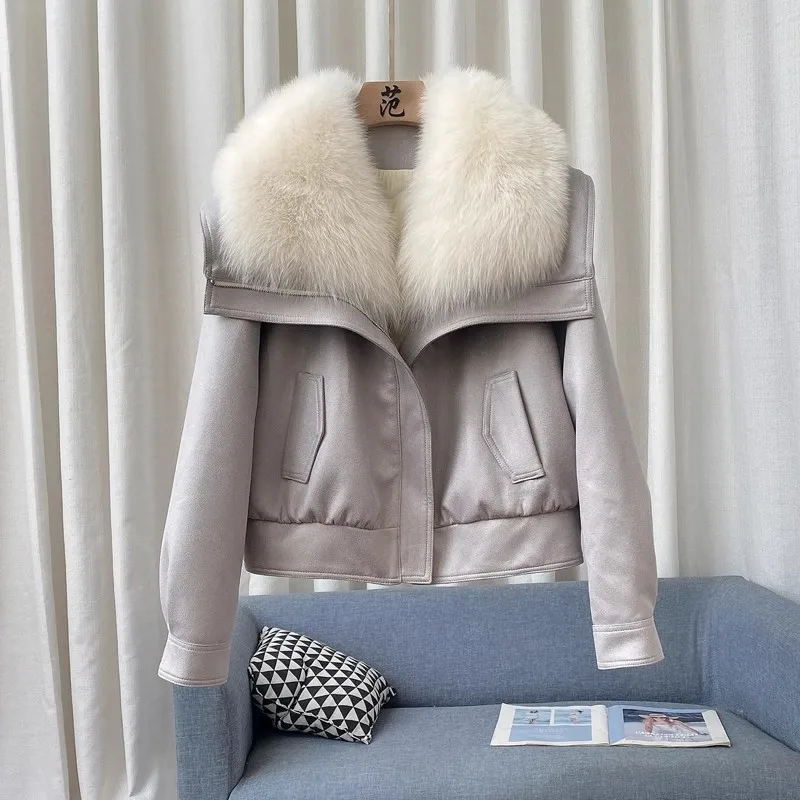 High end Fox fur Fur coat for women 2024 Winter New Luxury Short White Goose down Coat Fashion Female Warm Parker Outwear