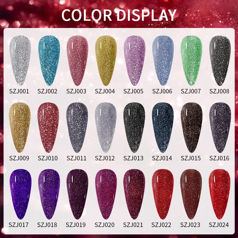 15ml Super Reflective Flash Disco Nail Gel Polish Relective Glitter Semi Permanent Nail Art Varnish For Manicures