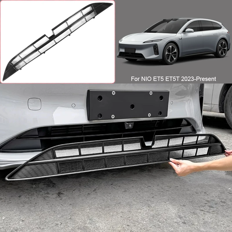 ABS Car Modify Front Buckle Insect Proof Net For NIO ET5 ET5T 2023-2027 Auto Front Bumper Center Intake Grille Cover Accessory