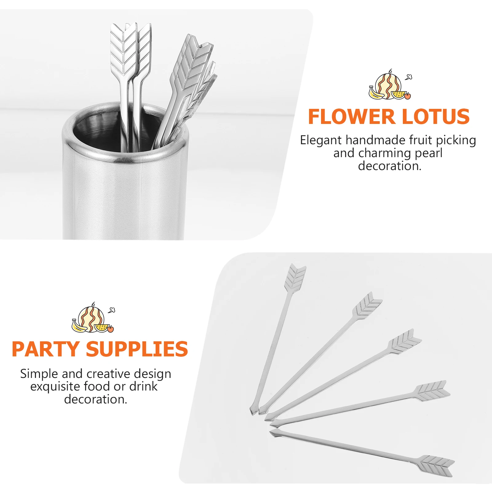 

5 pcs Stainless Steel Long-Handled Non-Rusting Coffee Stirring Rods For Afternoon Tea Dessert Bread Beverage Mixing Snack Fruit