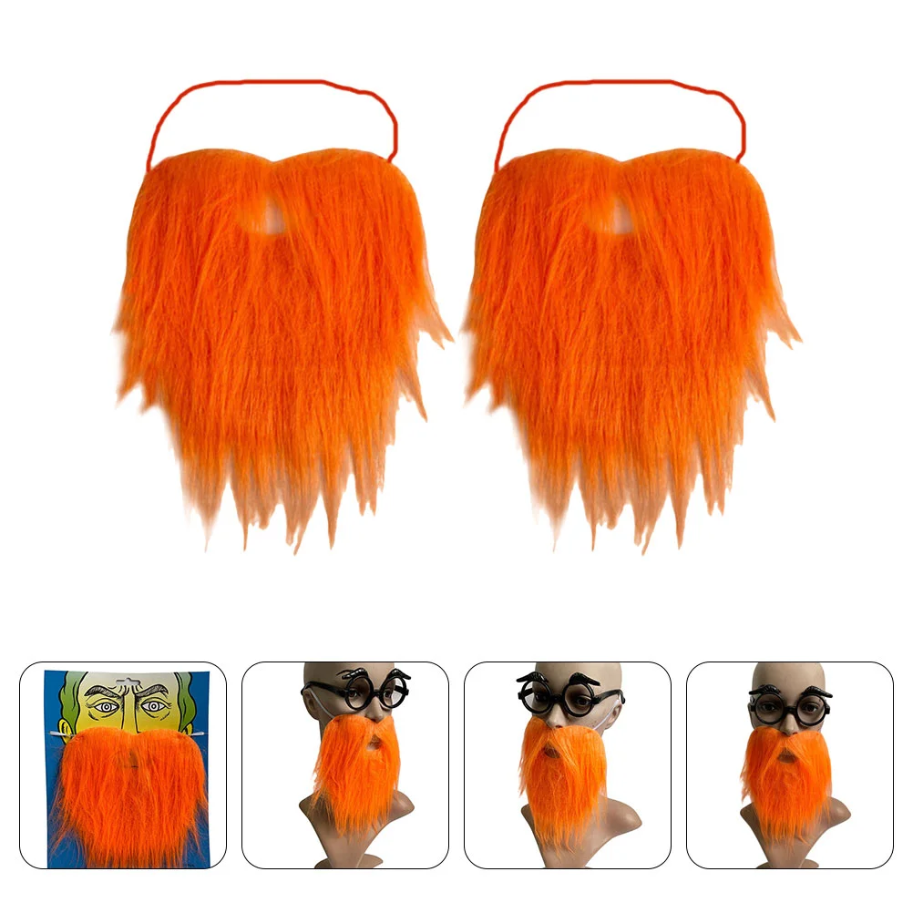 

Funny Costume Prom Party Beard Decorative Mustache Care Orange Flannel Fake Man