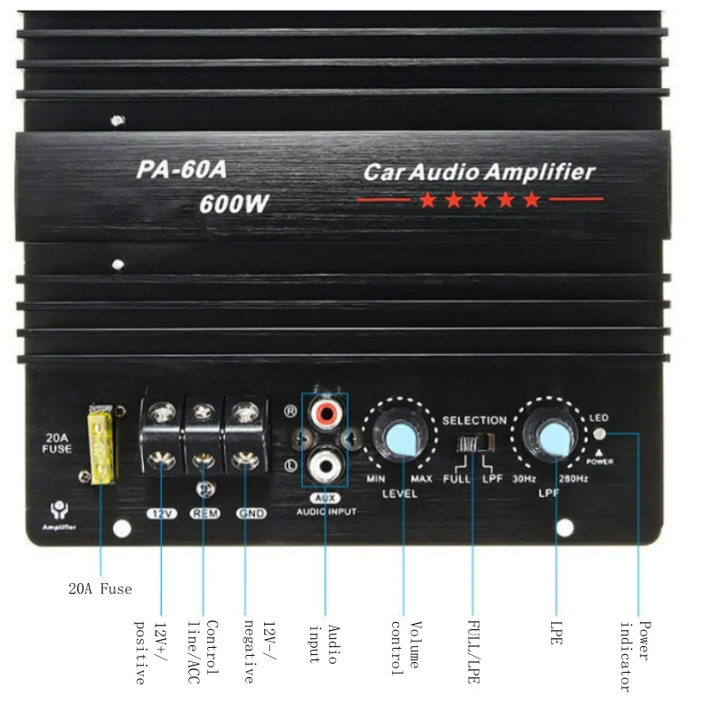 12 فولت ماكس 600 واط عالية الطاقة مونو سيارة مكبر للصوت مجلس العالمي السيارات قوية ضياع باس مضخم الصوت نظام الصوت مكبر للصوت