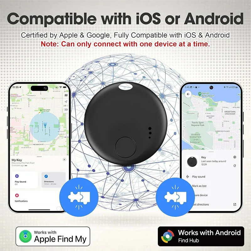 Wesolvet N-Tag Dual System Smart Tracker - Kompatybilny z Apple Find My i Google Find Hub, certyfikowany GFN FMN, do iPhone, Samsung, Xiaomi, OPPO, kluczy — zdjęcie produktu 3