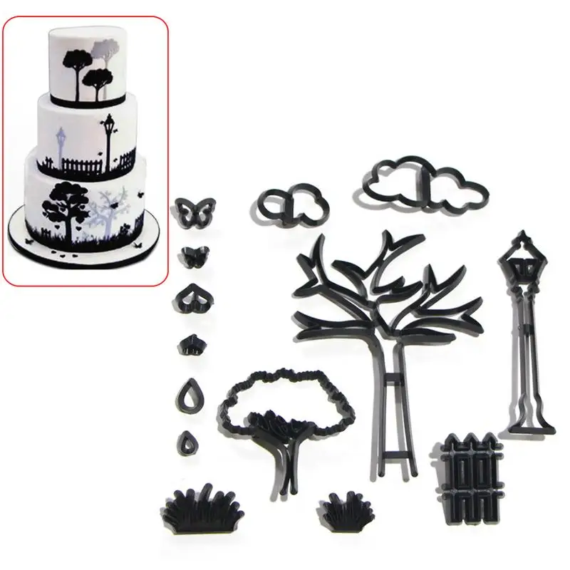 Tree Cookie Cutter Cake Cutter 14 PCS Outdoor Nature Park Theme Fondant Cookie Cutters Set For Cake Decorating DIY Sugar Craft