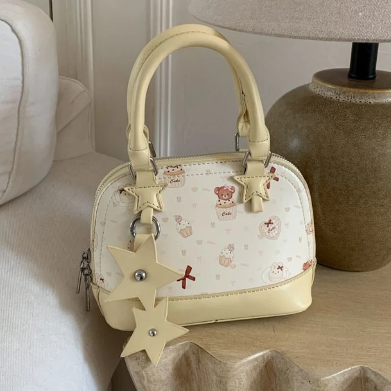 

Fashion Cute Yellow Star PU Leather Kawaii Crossbody Bag Single Storage Bags Woman Bag Storage Bags Purses Handbags