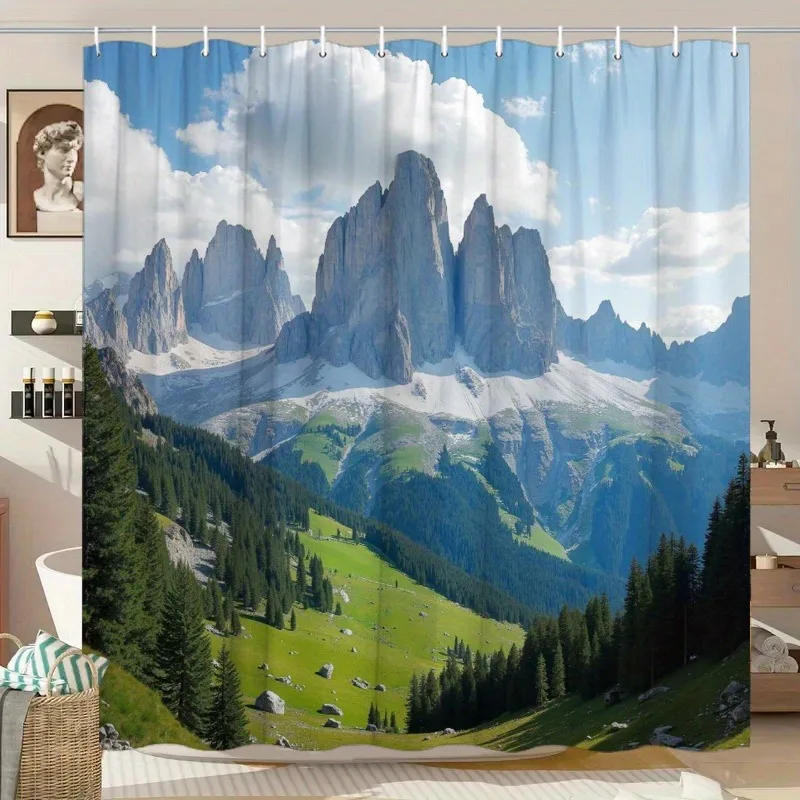 

scenery of the Dolomite Mountains Shower Curtain Washable Dirt-Resistant Shower Head waterproof Polyester Bath Curtain