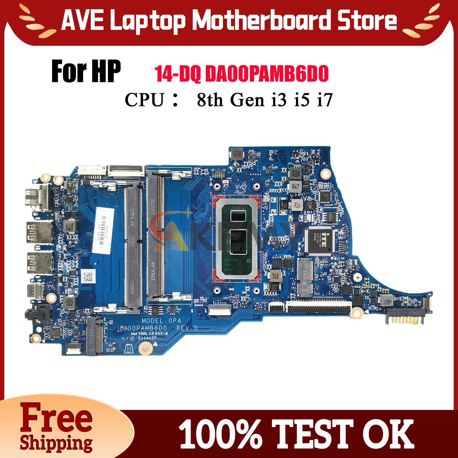 

DA00PAMB6D0 для ноутбука HP 14s-dq0000TU 14-DQ, материнская плата с процессором 5405U i3 i5 i7 L64909-601 L61955-601, 100% полностью протестировано