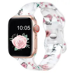 printing flower silicone strap for apple watch band 45mm 41mm 44mm 40mm 42 38 mm watchband iwatch series 8 7 6 5 4 3 2 bracelet