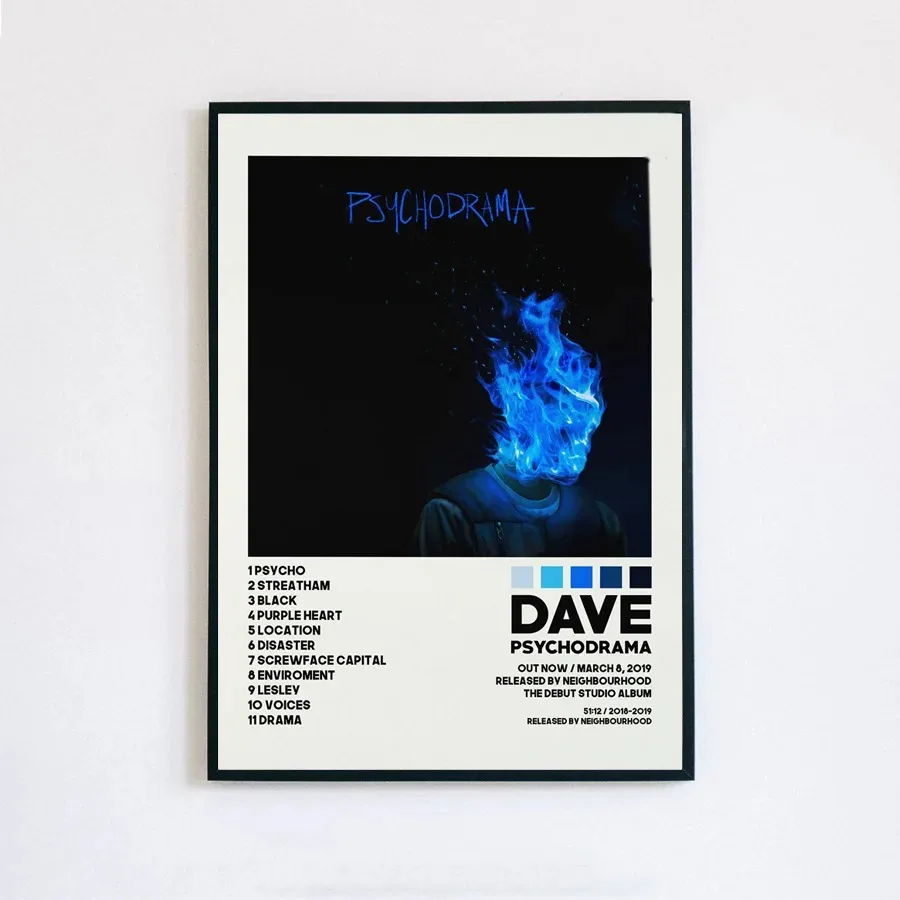 Dave  All Alone Psychodrama Tracklist Music Album Cover Poster HD Prints Canvas Painting Wall Art Picture Living Room Home Decor