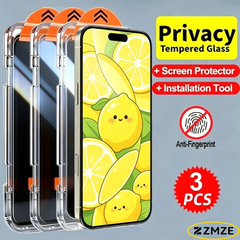 

3Pcs Anti Spy Screen Protector for iPhone 17 16 15 14 Pro Max 15 14 Plus Air 17e 16e 13 12 Pro Easy Dust Free Installation Glass