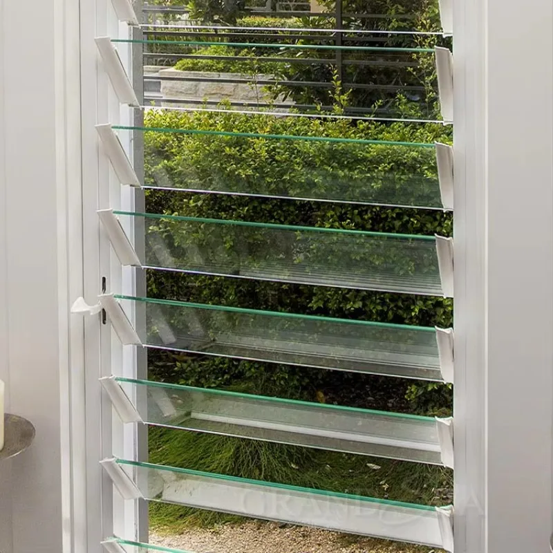 Louvers High quality aluminum frame glass Rolling aluminum alloy window with mosquito net Vertical 5mm 6mm window