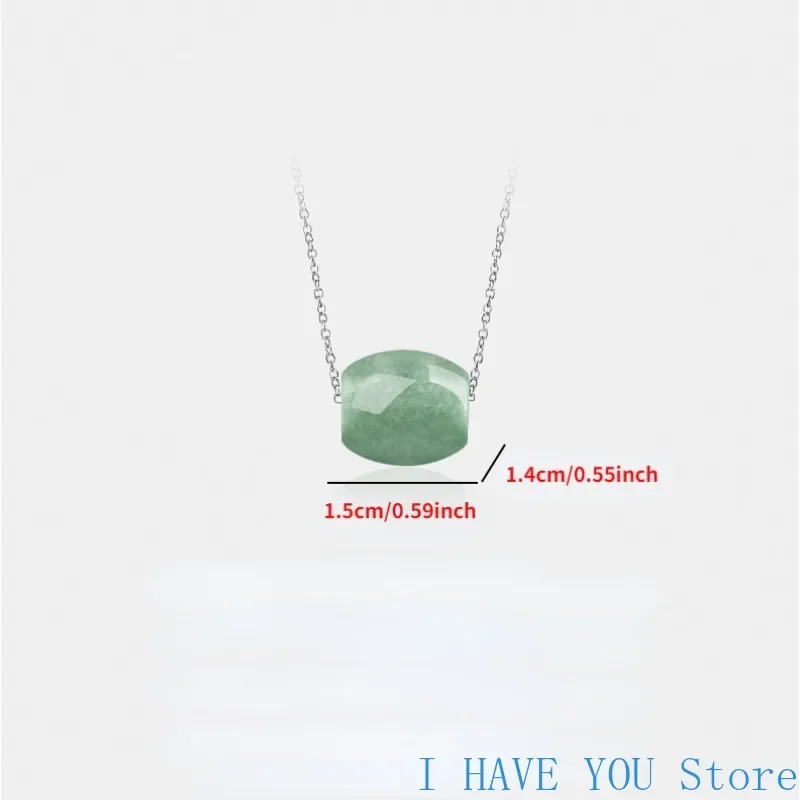 Natural A Jadeite Clipper Card Pendant, Ice Planted Jade Bean Green Transfer Bead Female Jade Pendant with 925 Silver Chain