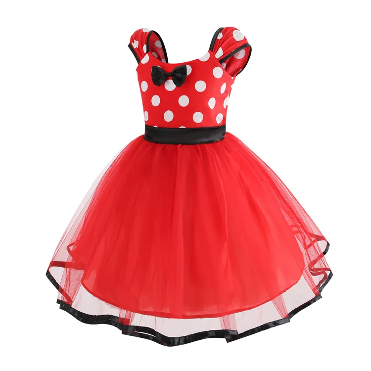 Cute Mesh Dress for Little Girl Minnie Frock Baby Kid Summer Casual Clothing Polka Dot Tutu Dress Toddler Birthday Princess Robe