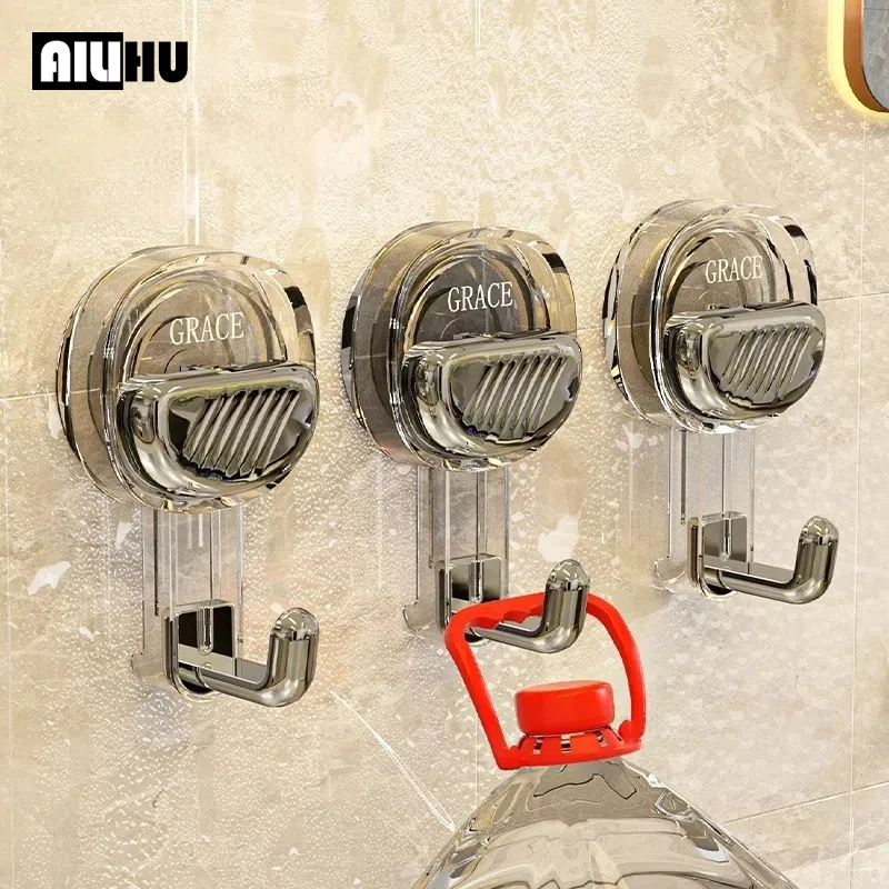 Transparent Suction Hooks Strong Vacuum Power Traceless No-Drilling Adhesive Hooks for Home Bathroom Kitchen Door Back