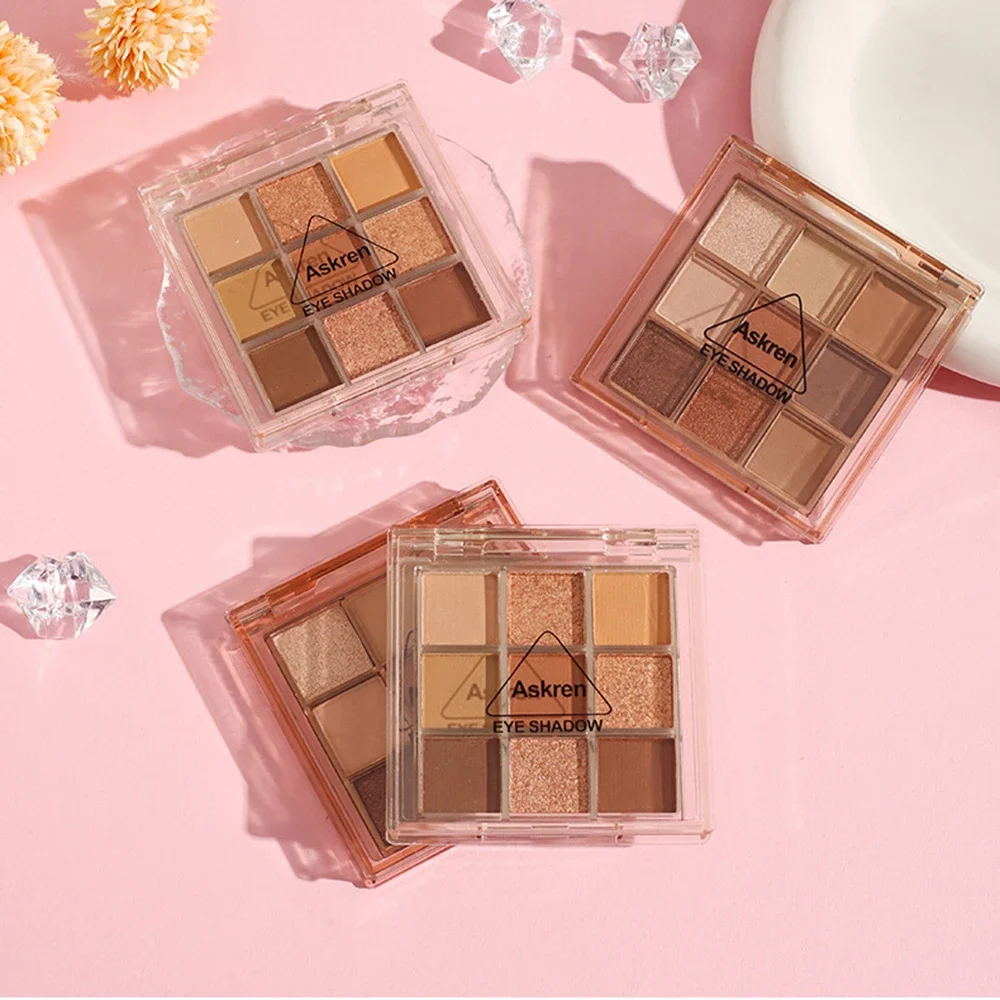 co:03&04 9 Colors Eyeshadow Palette Earth Tones Pearl Matte with Fine Glitter Shimmer - Stage Makeup Cosmetic