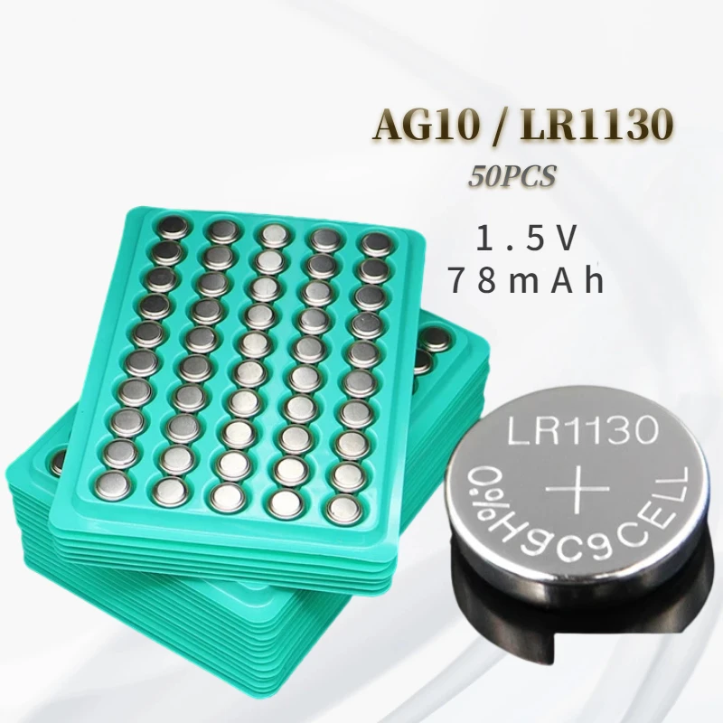 New LR1130 Button Battery AG10 1.5V Environmental Protection Luminous Gifts Toys Lr54 Clock Electronic Zinc Manganese Battery