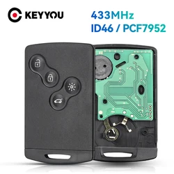 KEYYOU For Renault Megane 3 2009 - 2014 Smart Keyless Entry Car Key Card Fob 433MHZ PCF7952 Chip Remote Control Key Car Key