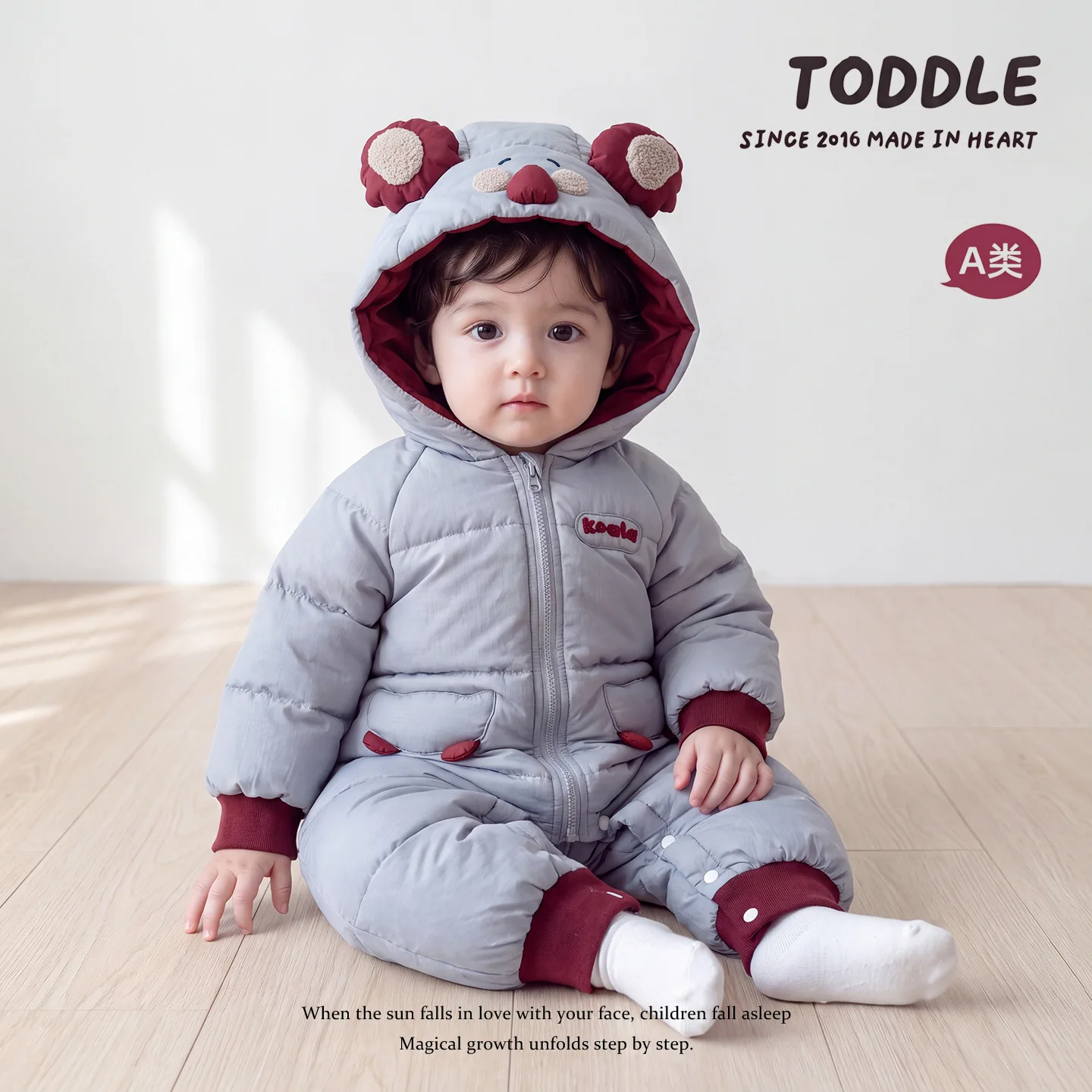 2026 New Winter Newborn Cartoon Koala White Duck Down Romper | Warm Crawler Jumpsuit | Baby Boys Outwear