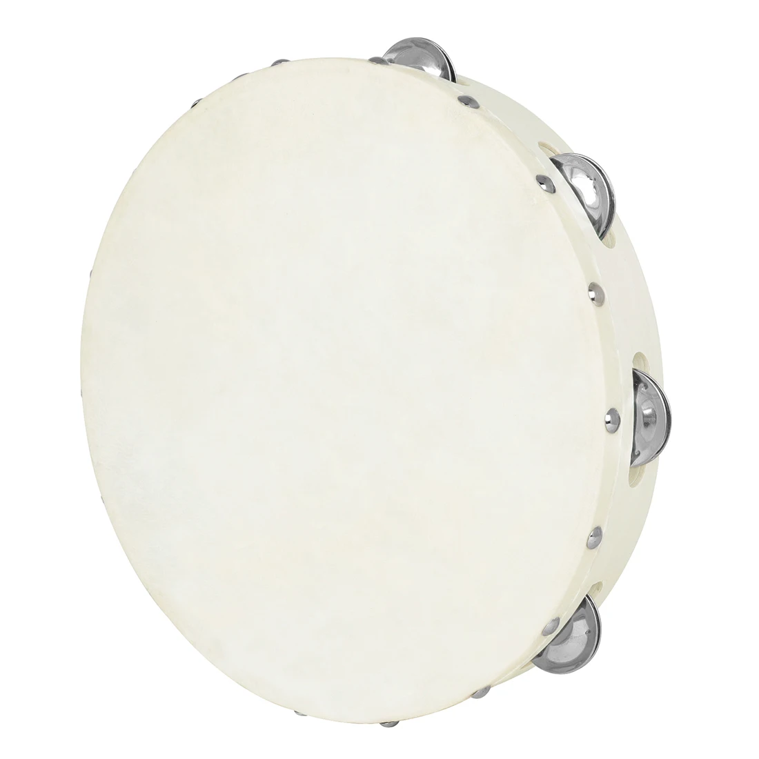 

New 10 Inch Tambourine Orff Sheepskin Drum Wood Tambour Panderos Bell Jingles Percussion Musical Instruments Timbrel