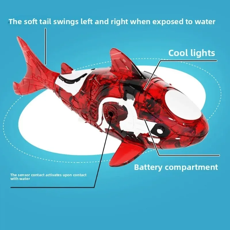 Electric Pet Shark Toy, Sensory Light-Up Fish Play Water Pet, Realistic Fish Toy for Kids, Interactive Aquarium Gift