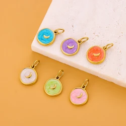 CARLIDANA Colorful 18K Gold Plated Oil Drop Stainless Steel Charms Enamel Star Moon Pendants For Necklace Jewelry Making