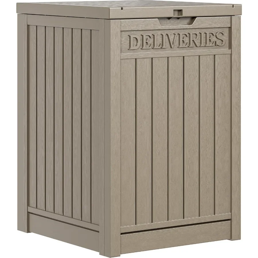

51 Gallon Resin Package Delivery Box for Outside Storage Box with Lockable Secure Resin Deck Box for Porch Curbside Brown