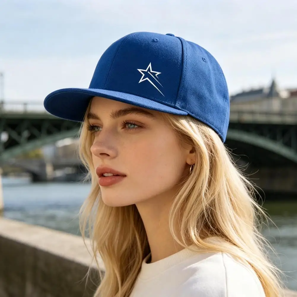 Cotton Baseball Hat Retro Style Cap Star Print Baseball Hat Adjustable Back Buckle Cap Retro Distressed Style Flat Brim Outdoor
