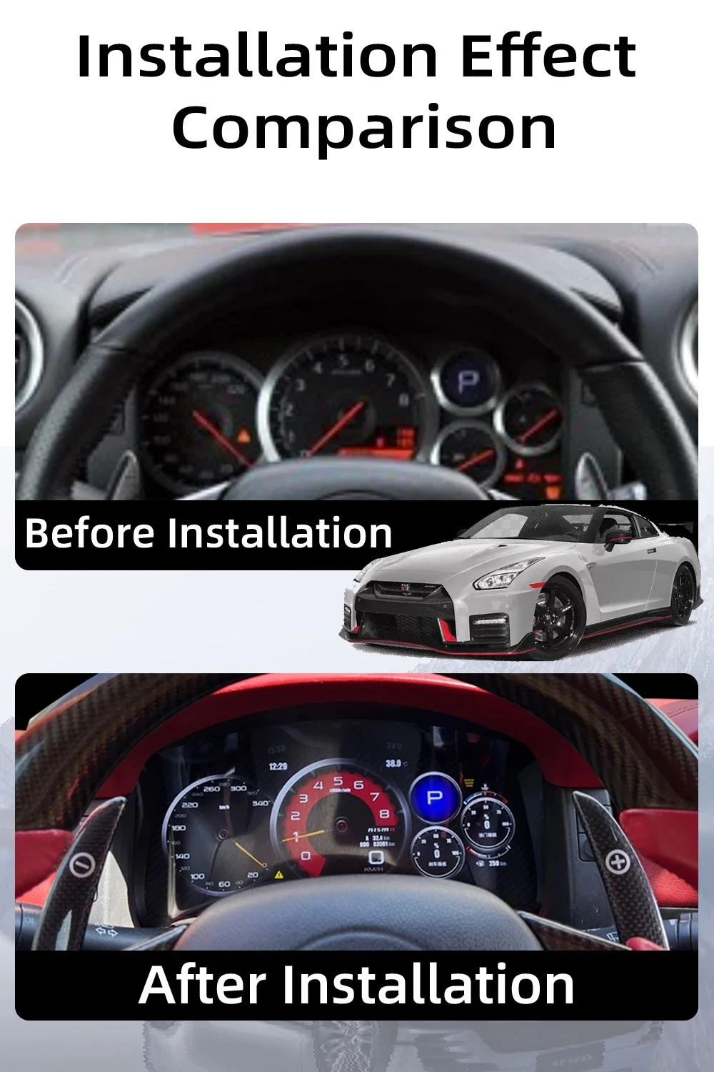 

12,3-дюймовая цифровая приборная панель для Nissan GTR GT-R 2004-2015: виртуальный кокпит, спидометр, дисплей одометра