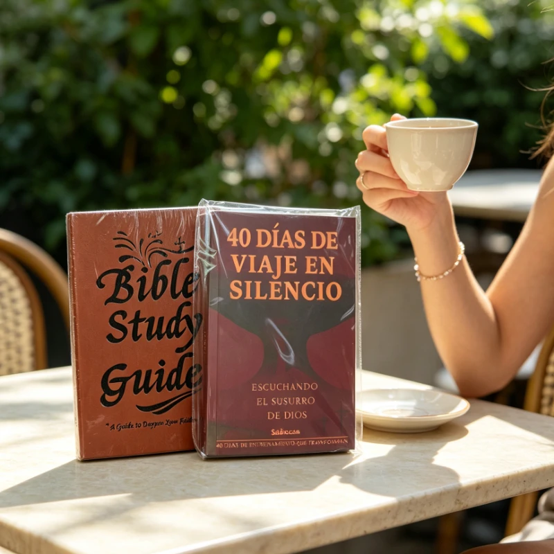 Juego De 2 Libros: Guía De Estudio Bíblico + 40 Días De Viaje En Silencio, Libro De Devocional Diario Para Oración Y Meditación