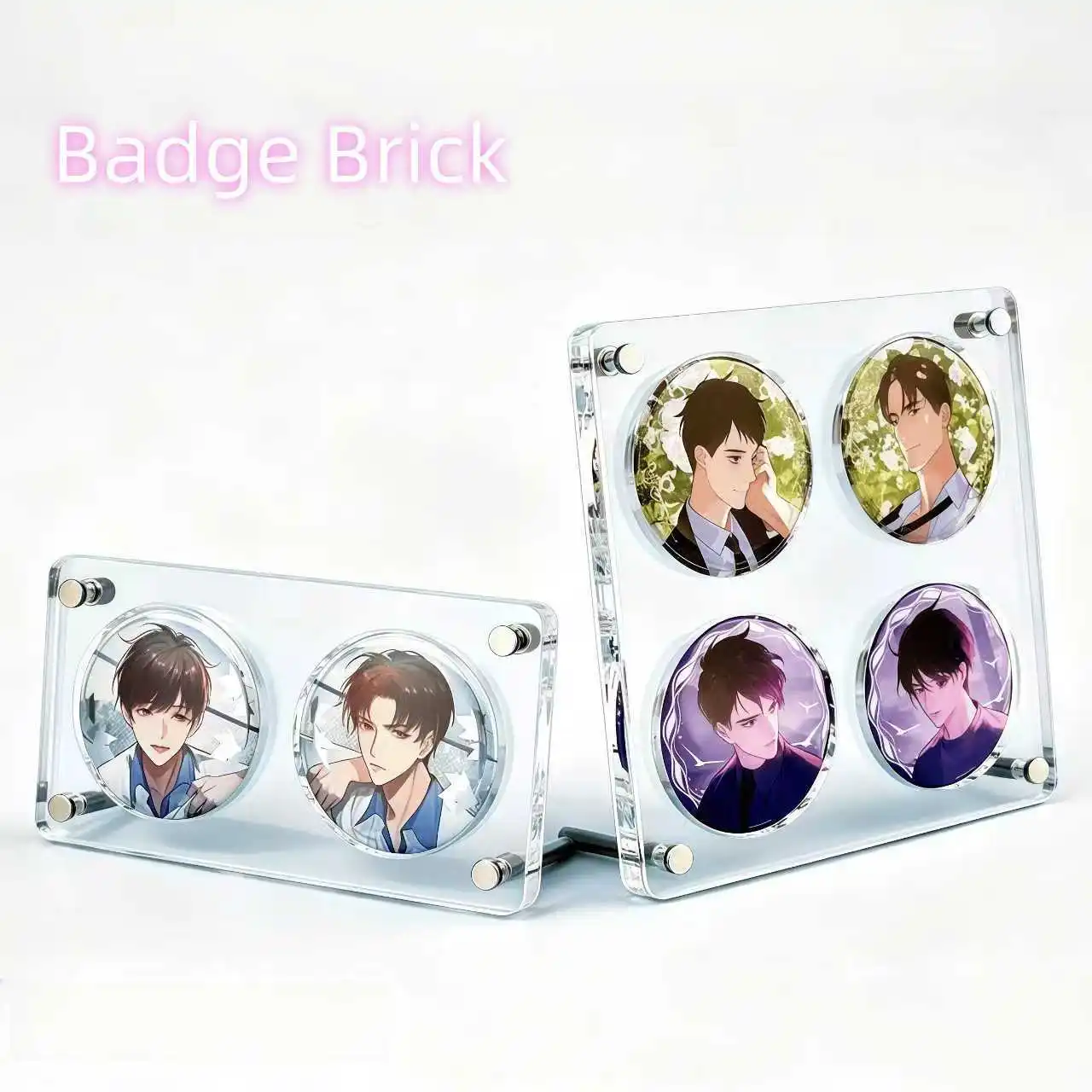

Acrylic Anime Badge Display Stand Transparent Brick Shape Badge Storage Box Badge Not Included