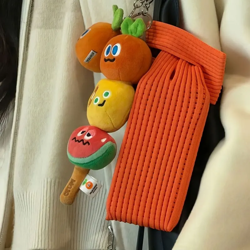 Tas Ponsel Rajutan, Kantong Ponsel, Penutup Pelindung Kain Jaring Bergaris-Tas Penyimpanan Rajutan 3D Serba Guna