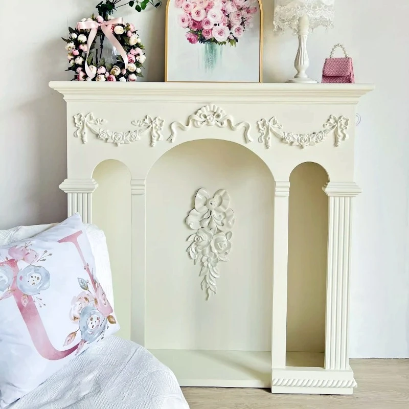 French Roman impression carved fireplace decorative cabinet porch table retro mantel shelf wedding photography props